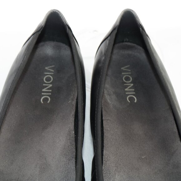 Vionic Womens Minna Ballet Flats Size 8.5 Black Leather Slip On Shoe Cap Toe Bow - Picture 10 of 12